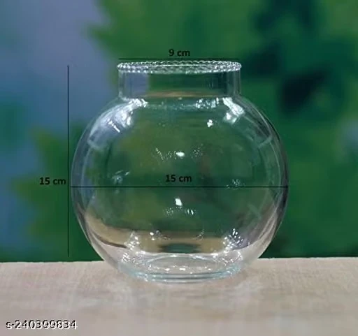 ArthaRupa Transparent Clear Glass Fish Bowl Aquarium Fish Pot Vase, Rust Resistant Bowl, Terrarium Glass Bubble Bowl for Home Decor and Office Decor (6 Inch)