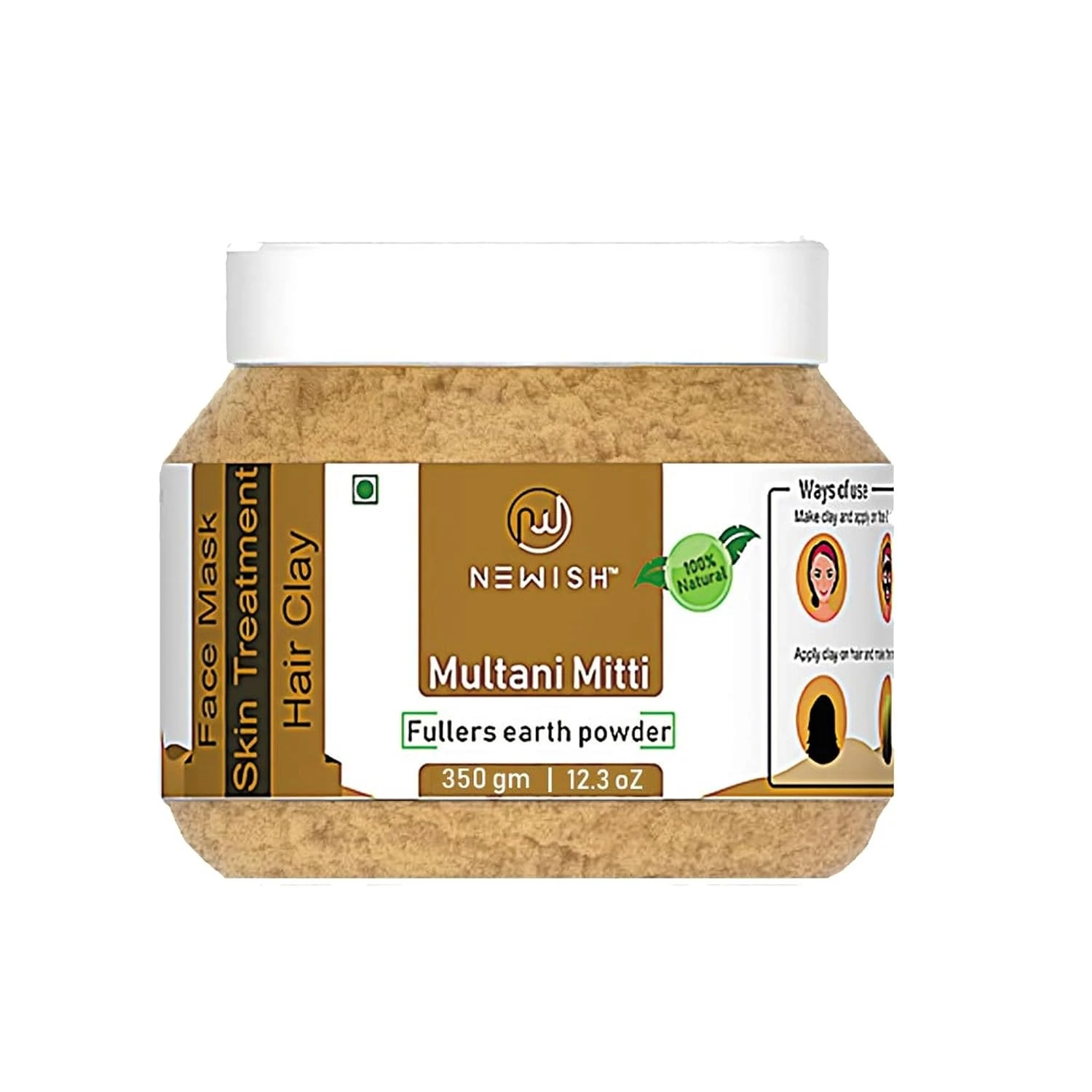 Newish 100% Pure Multani Mitti for Face 175g | Organic Fuller's Earth for Face Pack, Skin Whitening, Acne Control & Oil Absorption | Natural Multani Mitti Face Pack for Men & Women