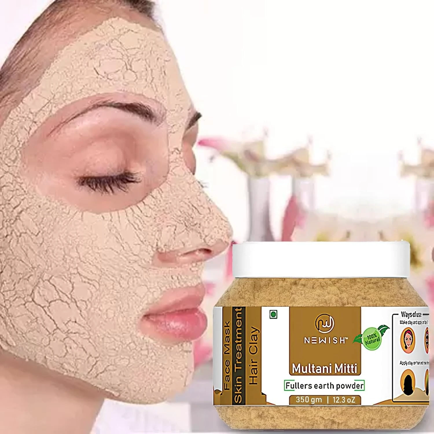 Newish 100% Pure Multani Mitti for Face 175g | Organic Fuller's Earth for Face Pack, Skin Whitening, Acne Control & Oil Absorption | Natural Multani Mitti Face Pack for Men & Women