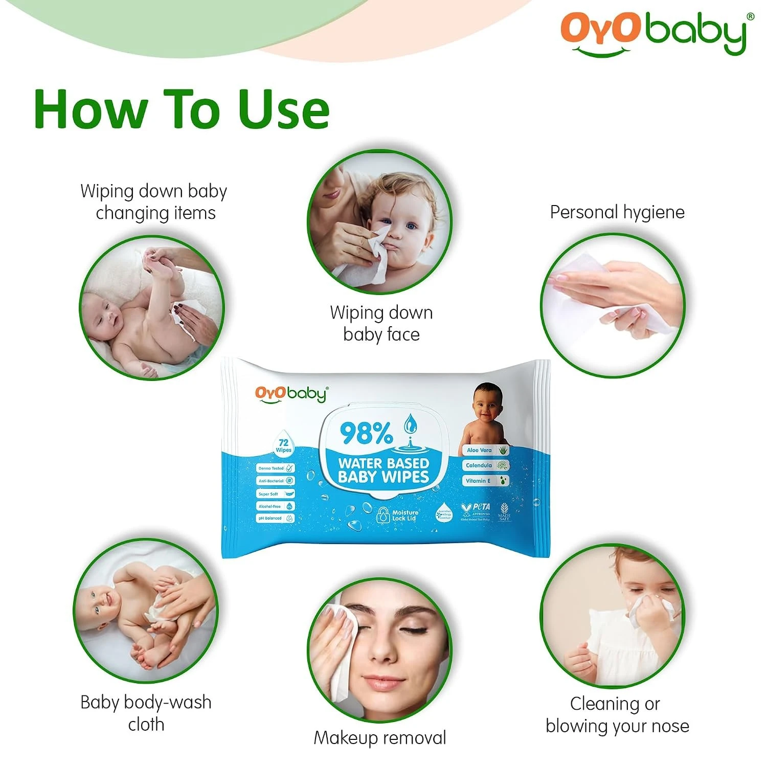 OYO BABY Wipes for new born baby with Lid | 72 Wipes x Pack of 10-720 Wipes for kid | Extra Thick & Moist Wet Vipes for Babies | Prevents Skin Redness & Rashes | Enriched with Aloe Vera, Vitamin E