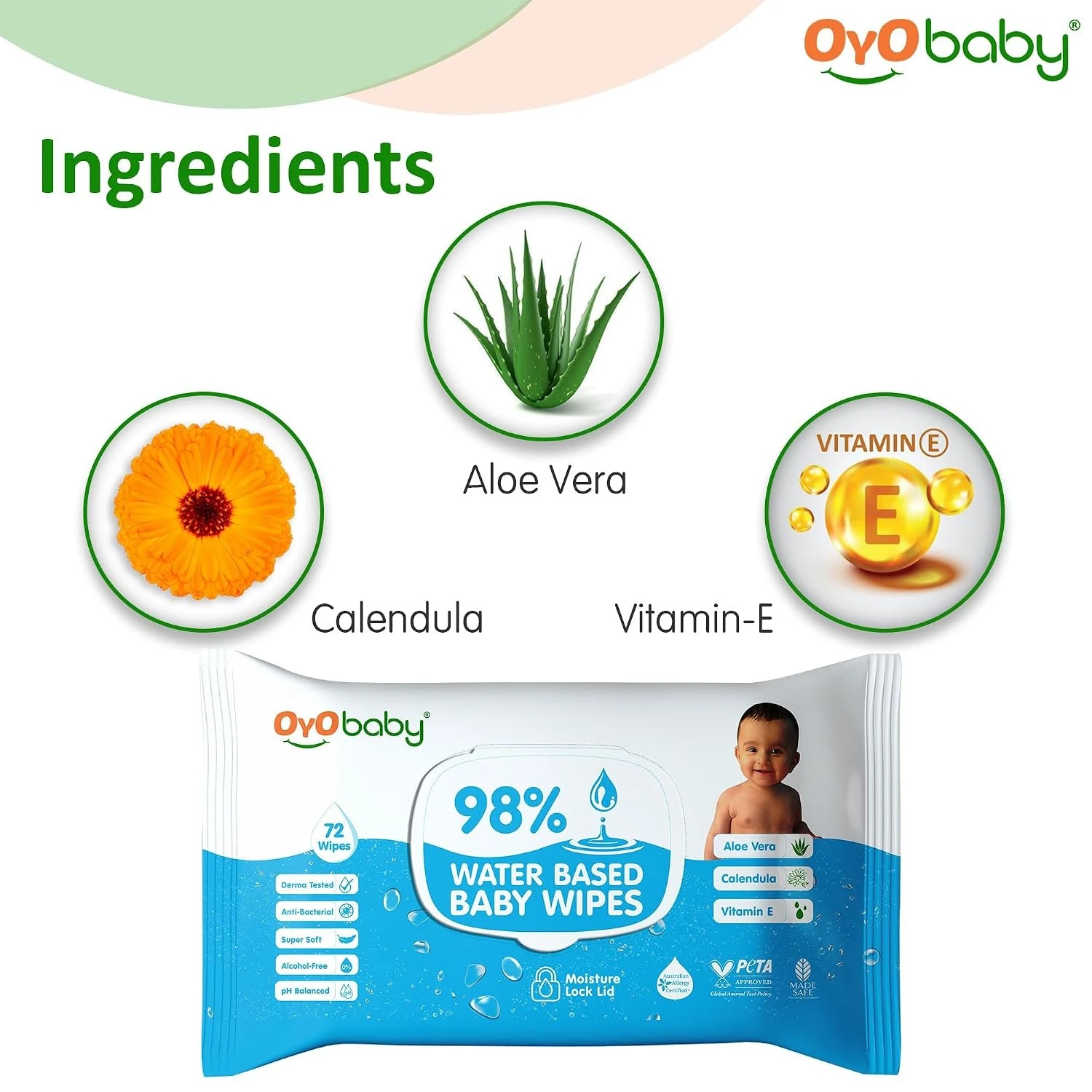 OYO BABY Wipes for new born baby with Lid | 72 Wipes x Pack of 4-288 Wipes for kid | Extra Thick & Moist Wet Vipes for Babies | Prevents Skin Redness & Rashes | Enriched with Aloe Vera, Vitamin E