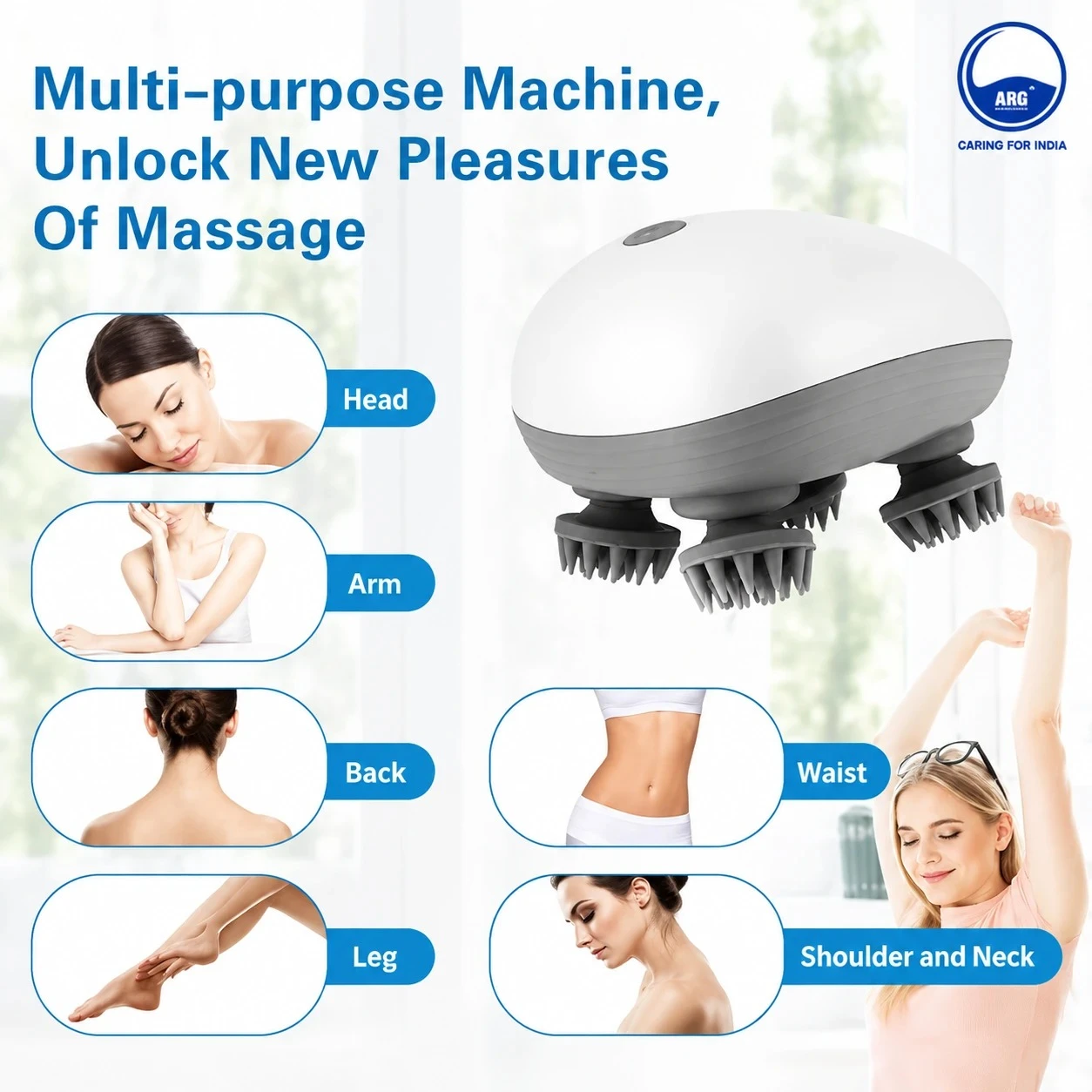 Electric Scalp Massager with Red Light Therapy, 3 Speed Modes, Handheld, Portable Head Massager for Hair Growth