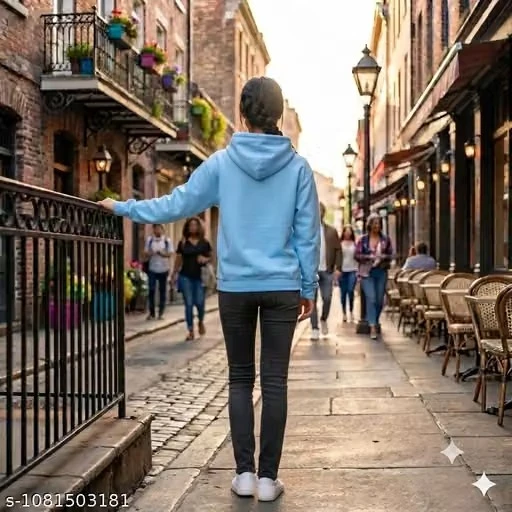 Taddy Bear Sky Blue Hoody For Women
