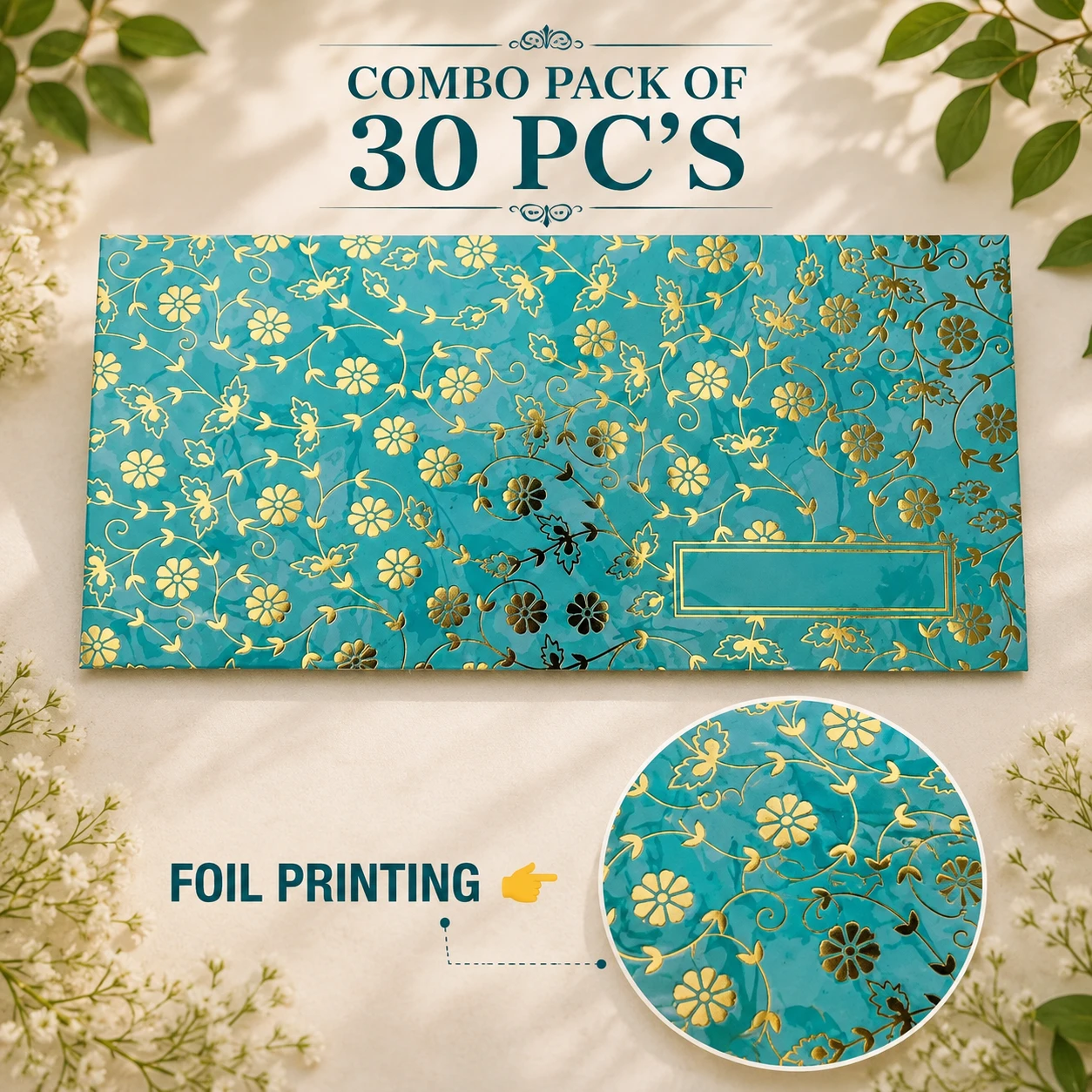 Premium Designer Cash Envelope Combo Pack of 30 Pcs | Multicolor Shagun Money Gift Envelopes with Golden Foil Print for Wedding & Gifting