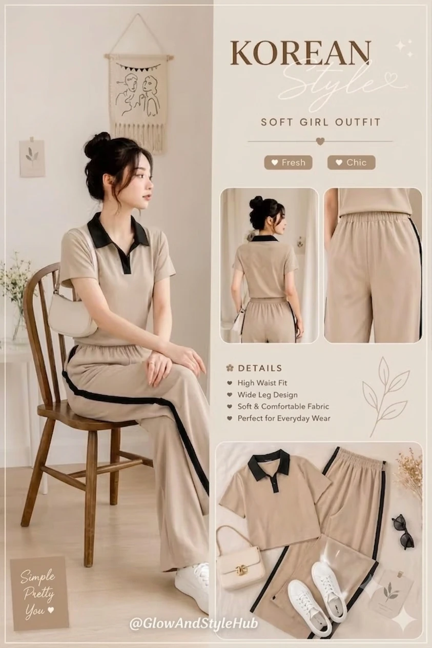 Women's Beige Polo Co-ord Set