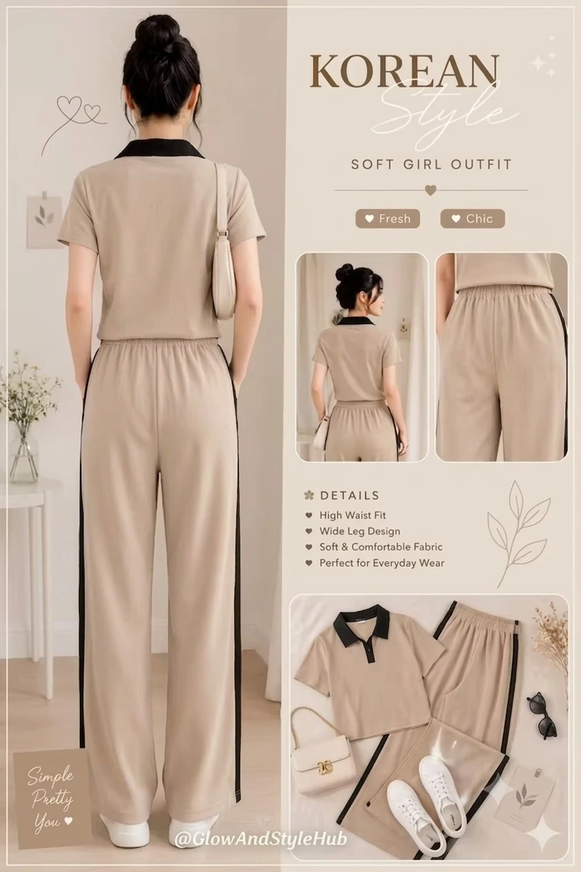 Women's Beige Polo Co-ord Set