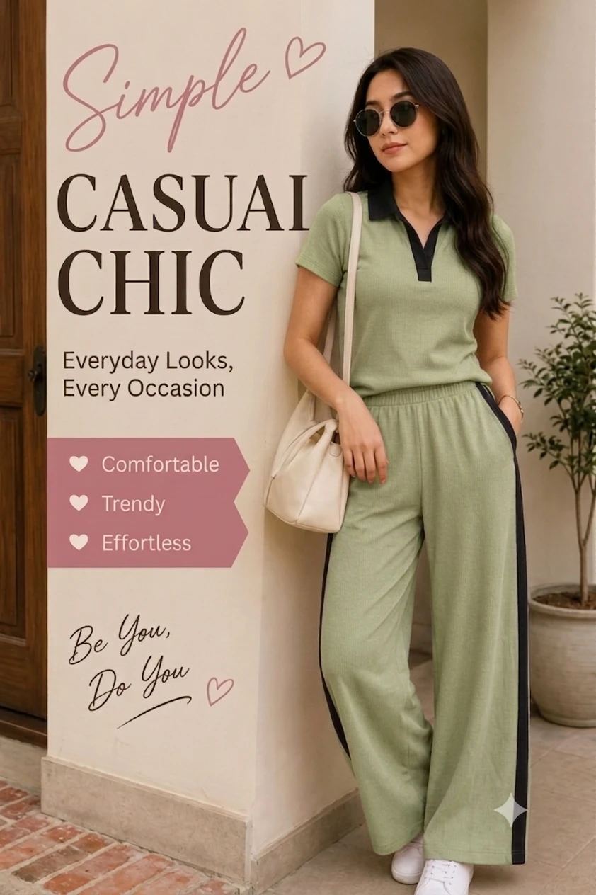 Women's Sage Green Polo Co-ord Set