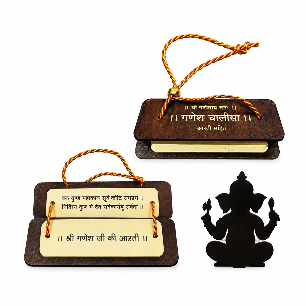 Ganesha Chalisa Pocket Book with Aarti | 14 cm Wooden Hardcover | Mini Chanting Book for Daily Pooja, Gifting, Temple Decor & Community Distribution (5)