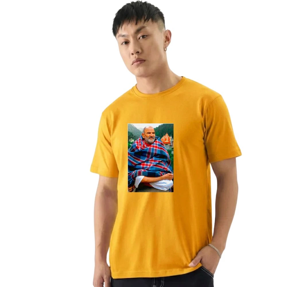 Men's Round Neck Printed T Shirt | Stylish Half Sleeve Polycotton Blend T-Shirt for Men
