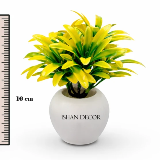 ISHAN DECOR Delightful Poted Artificial Green Decor | Fake Plants | Artificial Plants ( Pack of 1)