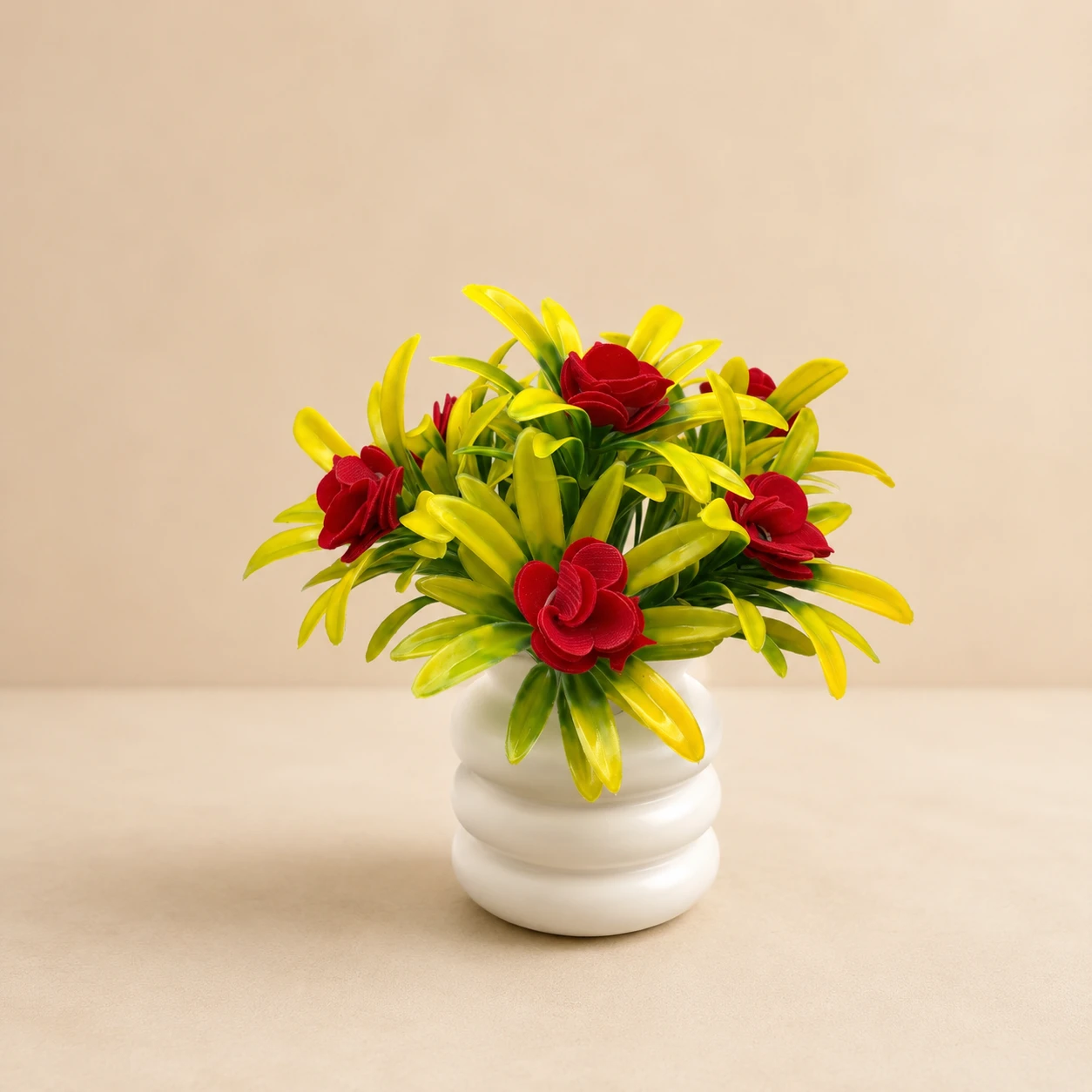 ISHAN DECOR Set of 2 Artificial Flower Pots | Multi-Color Faux Plastic Plants for Home, Office & Table Decor | best artificial flower pot