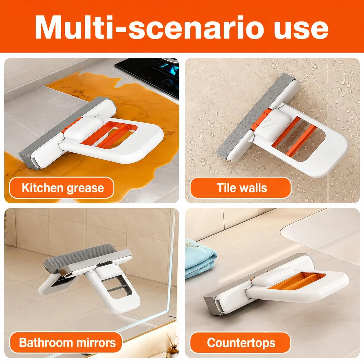 Mini Foldable Desktop Mop – Portable Cleaning Sponge Mop Handheld Self-Squeeze Sponge Cleaning Tool – Wet and Dry Use Cleaning System for Small Spaces – Bathroom & Kitchen(Pack of 1)