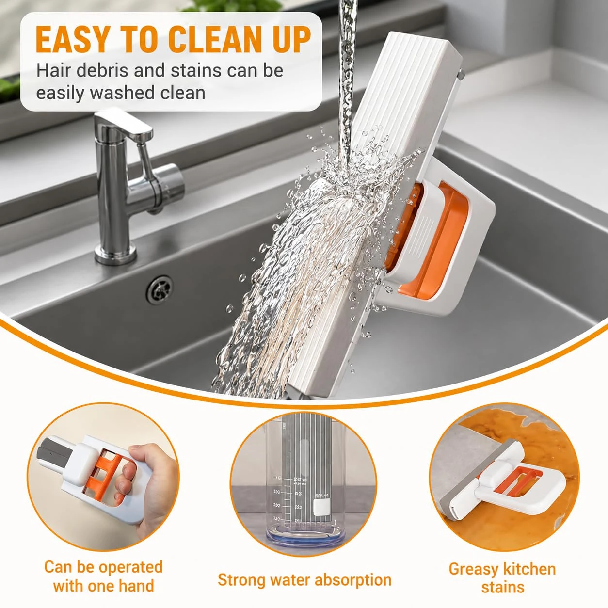 Mini Foldable Desktop Mop – Portable Cleaning Sponge Mop Handheld Self-Squeeze Sponge Cleaning Tool – Wet and Dry Use Cleaning System for Small Spaces – Bathroom & Kitchen(Pack of 1)