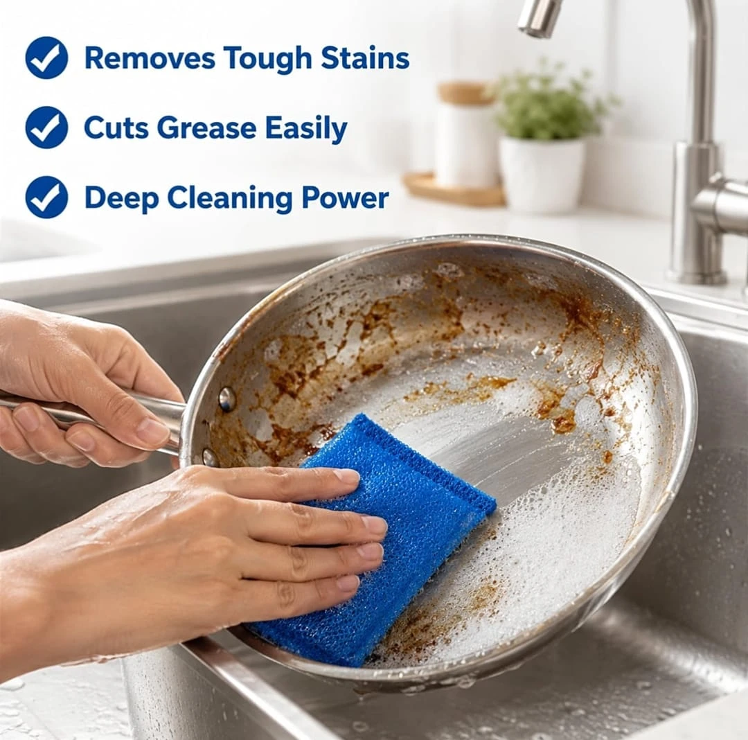 Multipurpose Kitchen Scrubber Sponge Pads, Non-Toxic Scratch-Proof Dish Wash Foam, Colorful Plastic Sponge (Pack of 6)