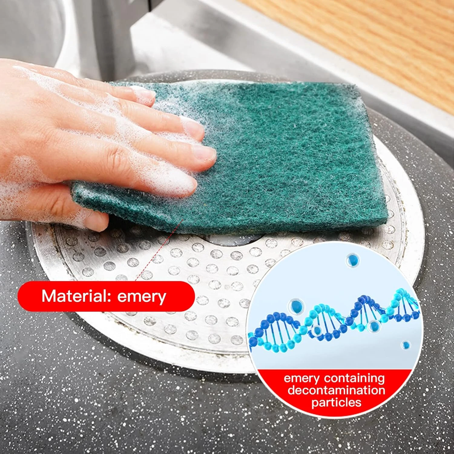 Green Scrubber Pads for Kitchen Utensils Cleaning Non-Scratch Multipurpose Dish & Cookware Scrubbers (Pack of 10)