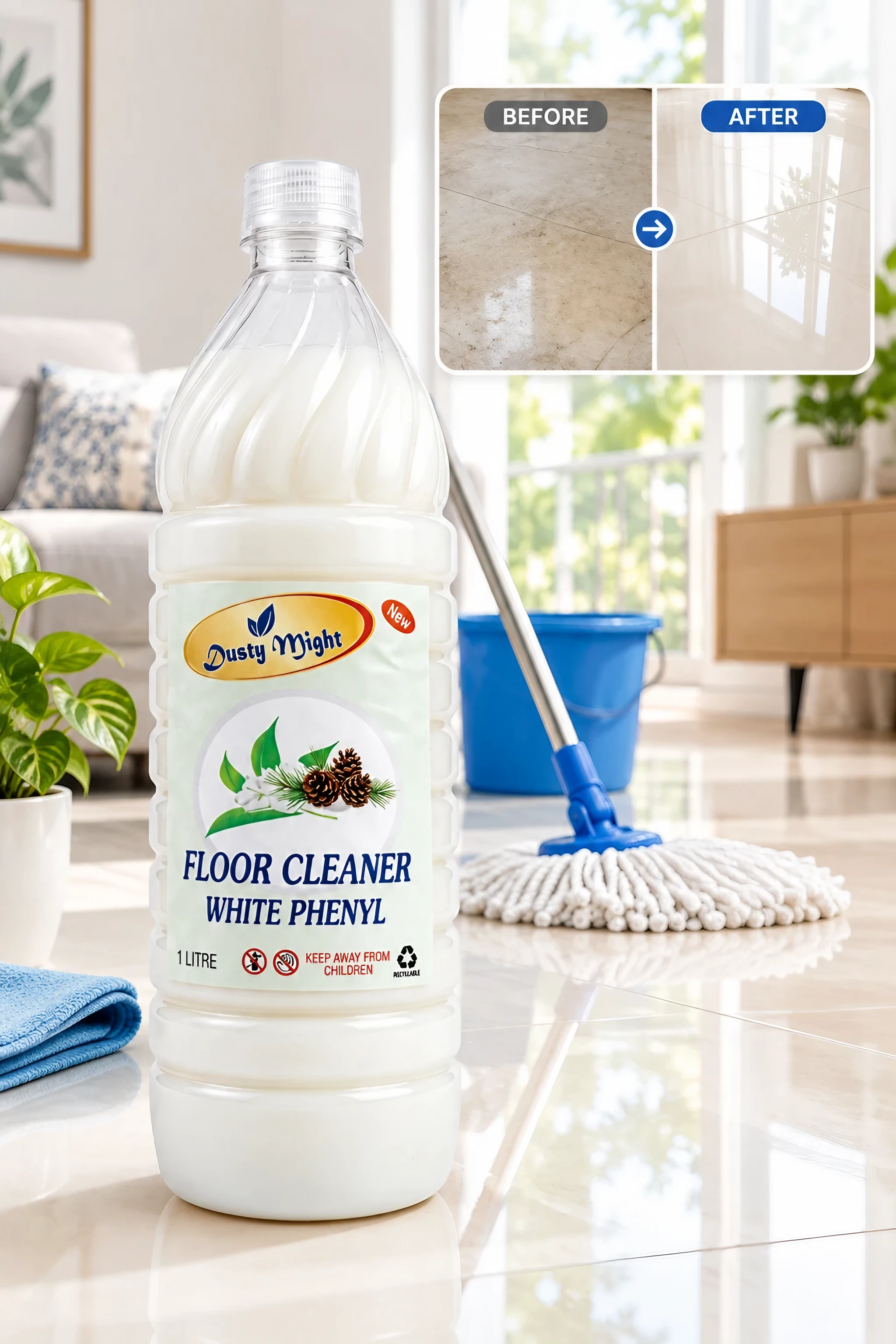 Dusty Might Kapoor Disinfectant Phenyl | Antibacterial Floor Cleaner for Home | 1 L