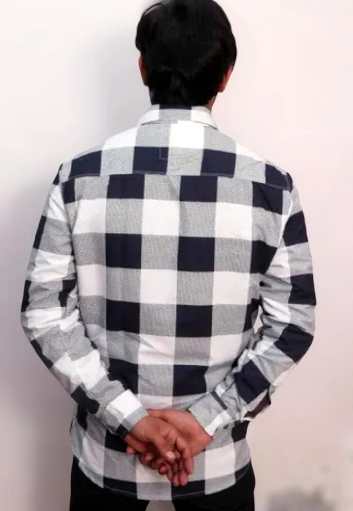 Men's Black & White Checkered Full Sleeve Casual Shirt