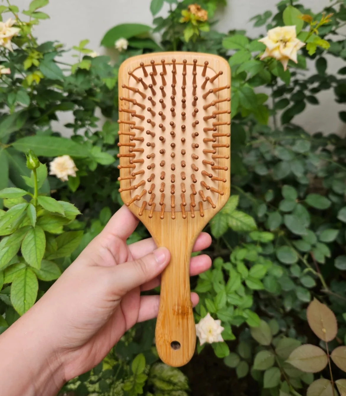 Master Arts Bamboo Wooden Hair Brush - Paddle Hair Brush with Wooden Bristles for Hair Growth | Detangling Scalp Massage Brush for Women, Men & Kids
