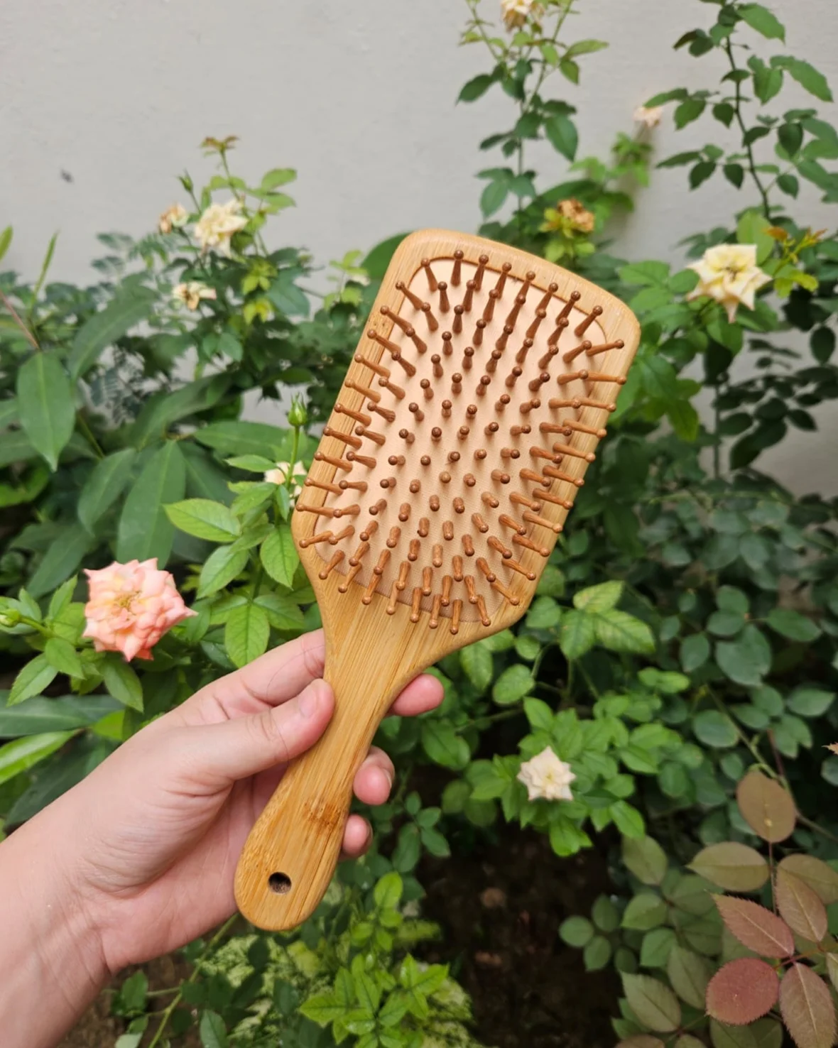 Master Arts Bamboo Wooden Hair Brush - Paddle Hair Brush with Wooden Bristles for Hair Growth | Detangling Scalp Massage Brush for Women, Men & Kids