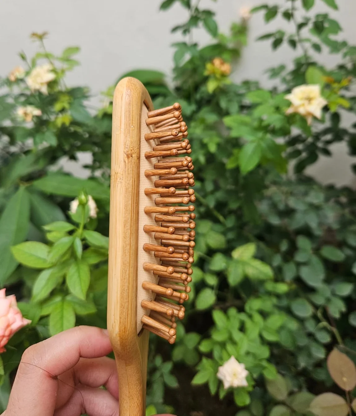 Master Arts Bamboo Wooden Hair Brush - Paddle Hair Brush with Wooden Bristles for Hair Growth | Detangling Scalp Massage Brush for Women, Men & Kids
