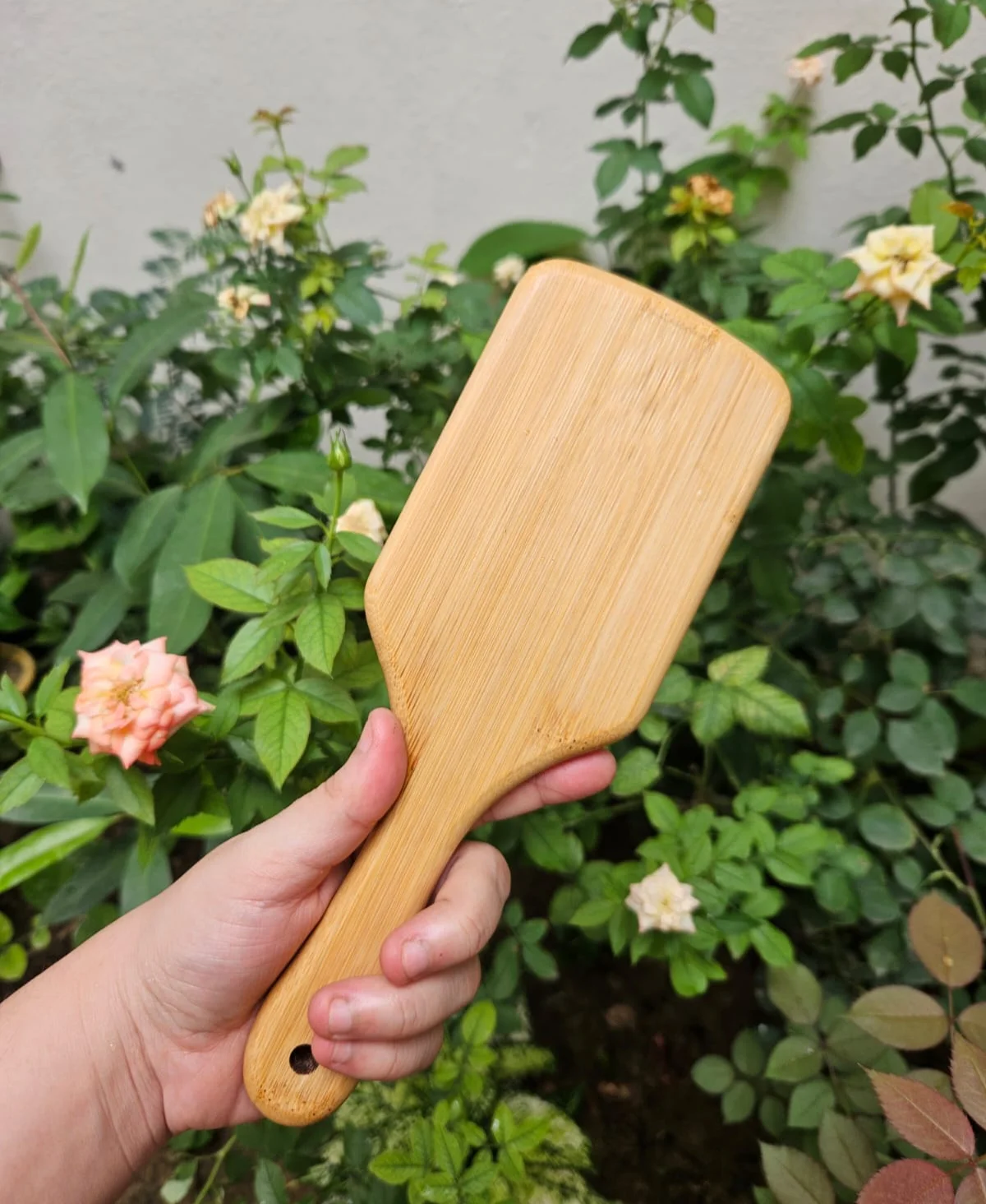 Master Arts Bamboo Wooden Hair Brush - Paddle Hair Brush with Wooden Bristles for Hair Growth | Detangling Scalp Massage Brush for Women, Men & Kids