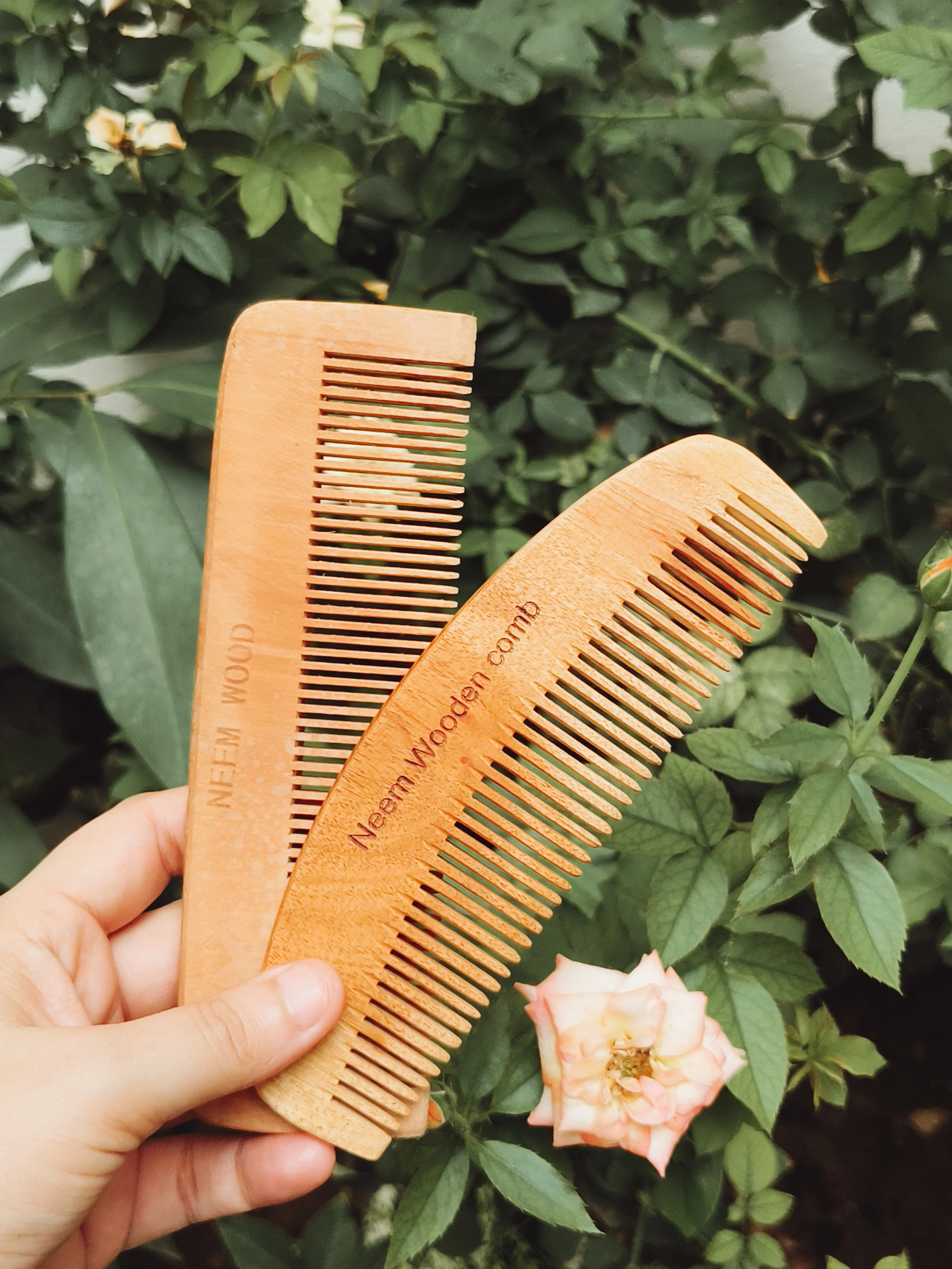 Master Arts Neem Wood Hair Comb - 100% Natural Wooden Comb for Hair Growth | Anti-Dandruff, Anti-Hair Fall Detangling Comb for Women & Men