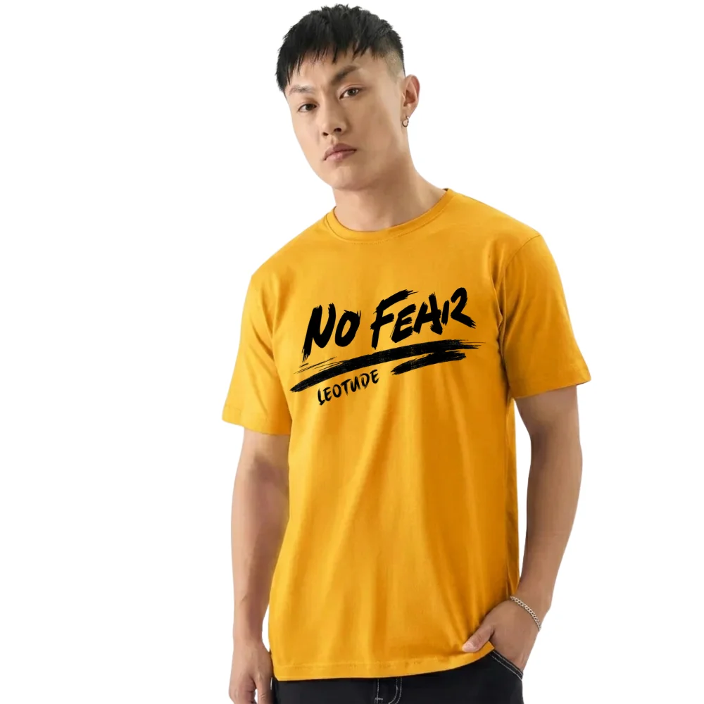 Men Printed Round Neck Half Sleeve T-Shirt – No Fear Graphic Print Casual Wear T-Shirt
