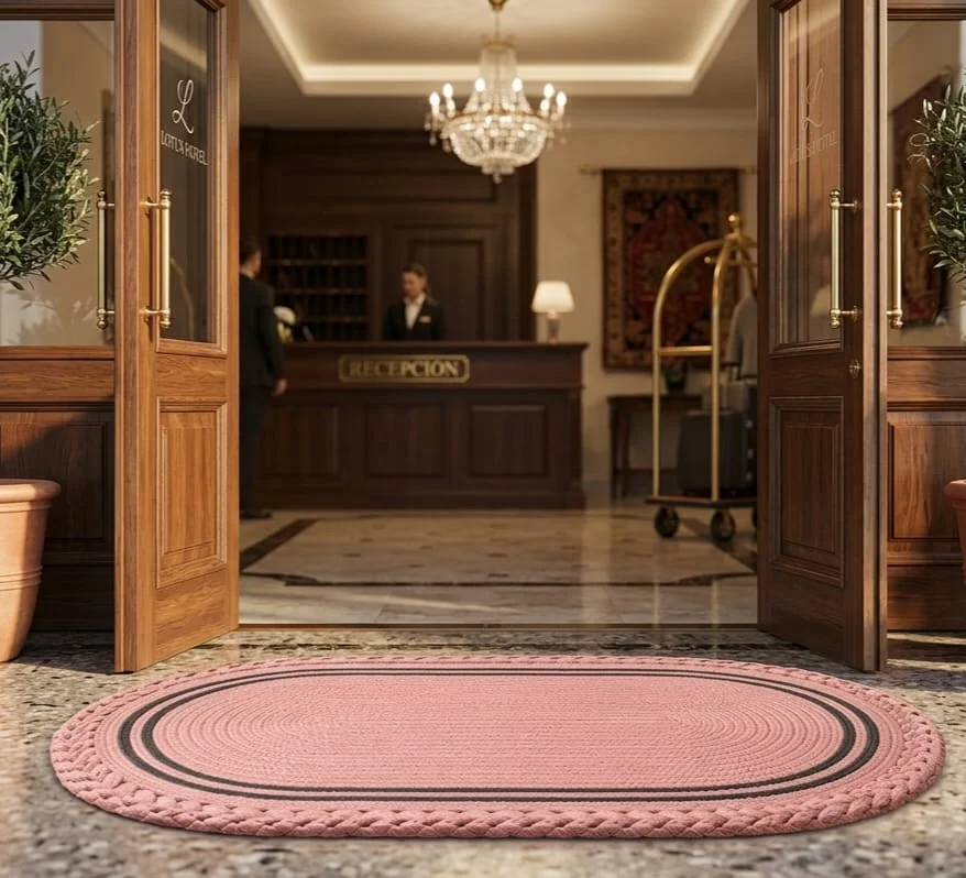 Cotton Oval Doormat 12 x 36 Inch – Textured Anti-Slip Floor Mat for Home