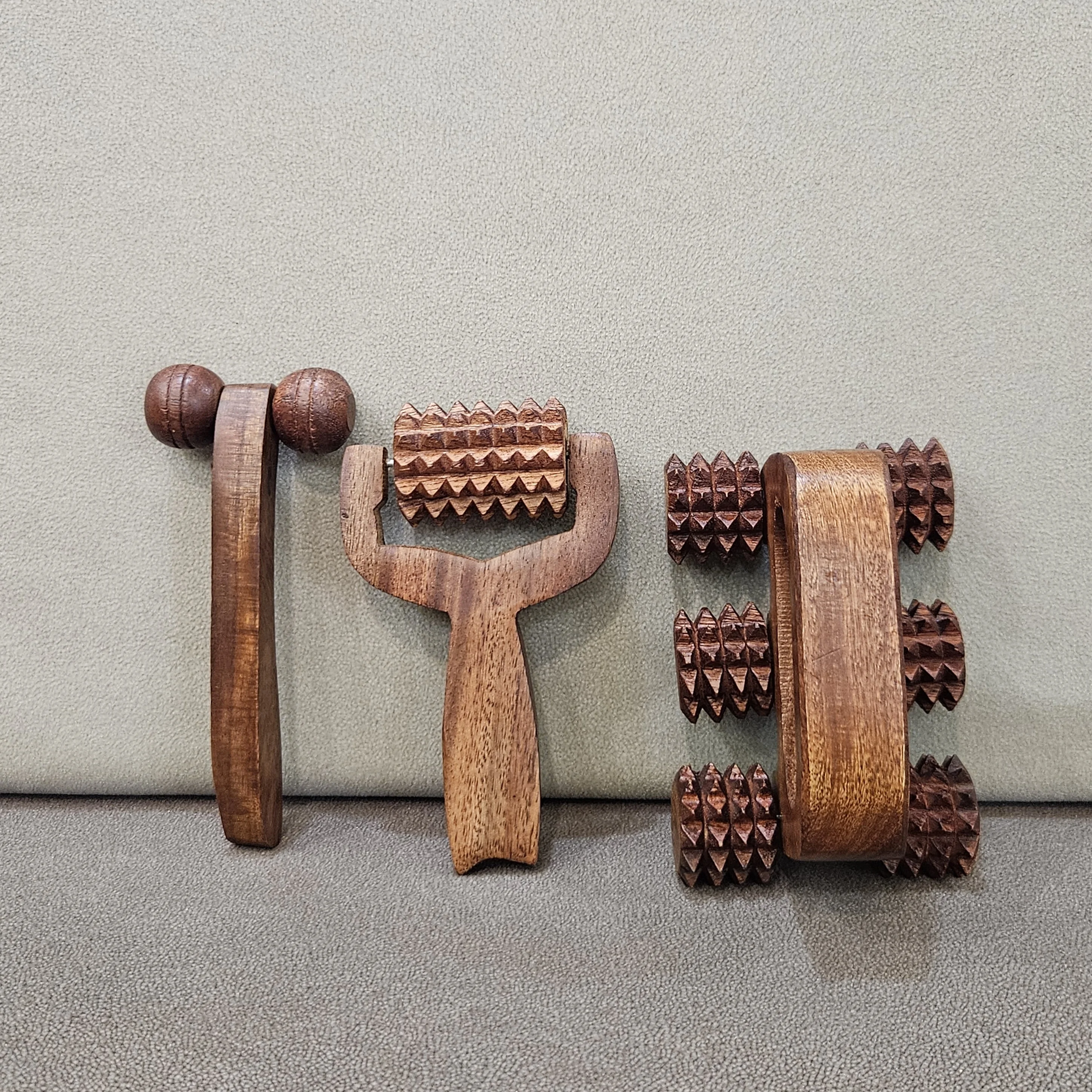 Master Arts Rosewood Acupressure Massager Set | Balyantra Head Massager | 6-Roller Body Massager | 2 Roller Face Massager for De-puff and Uplift skin.