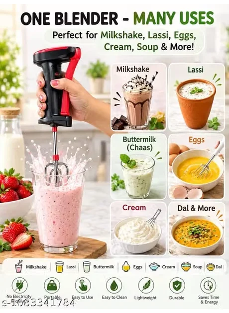 Speed Blender Hand Whisk for Kitchen – Semi Automatic Stainless Steel Egg Beater with Ergonomic Handle