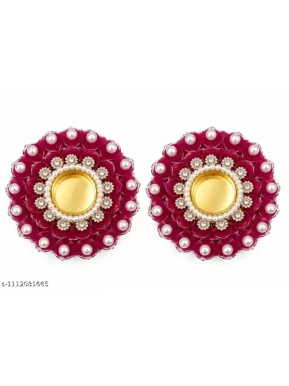 Handmade Magenta Floral Tealight Candle Holders Set of 2