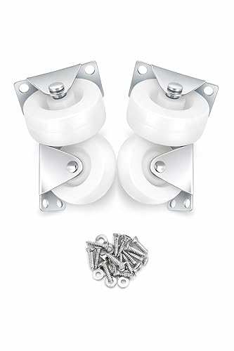 Castersman- 2" white-Wheels Fix Roller Casters Single Wheel Plate 50mm, pack of 4 casters up to 200kg load capacity,screw & washer also included,
