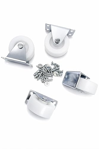 Castersman- 1.5" white-Wheels Fix Roller Casters Single Wheel fix 40 mm, pack of 4 casters up to 100kg load capacity,screw & washer also included,