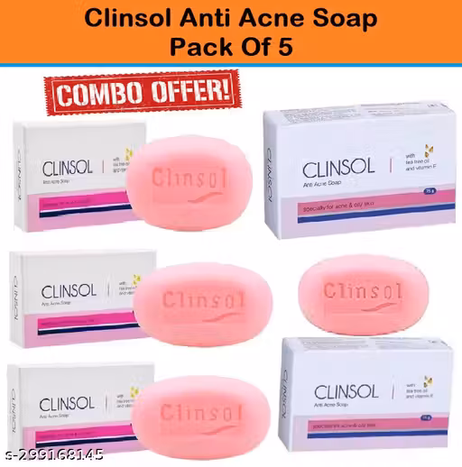 Classic Clinsol Skin Whitening Anti Acne Soap With Tea Tree Oil & Vitamin E Pack of 5