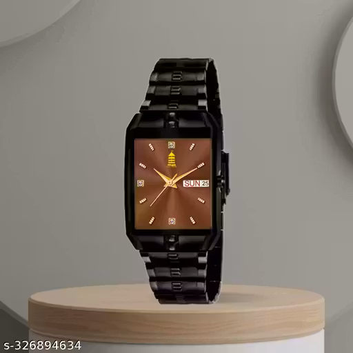Light House Brown dial, Black Chain Day & Date Watch for Men & boys.