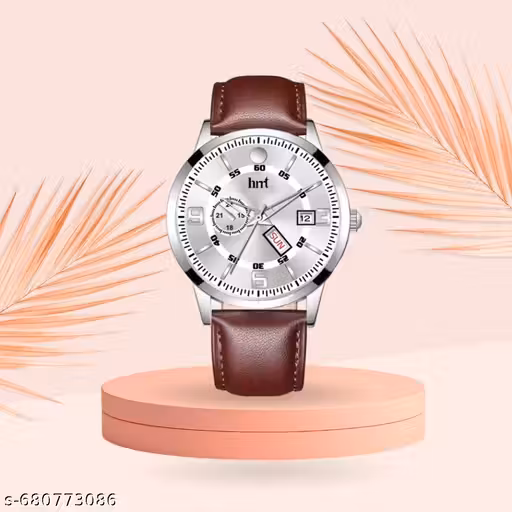 Classic Silver Dial with Day & Date Display | Brown Leather for Men & Boys | Stylish Formal & Casual Wrist Watch