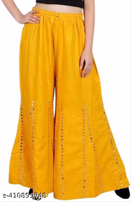 SUTEKI Women Flared Yellow Viscose Rayon Trousers