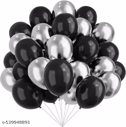 Black and Silver Balloons, 12 Inch Metallic Chrome Silver and Black Balloons for Birthday, Baby Shower, Wedding, and Engagement Party Decoration