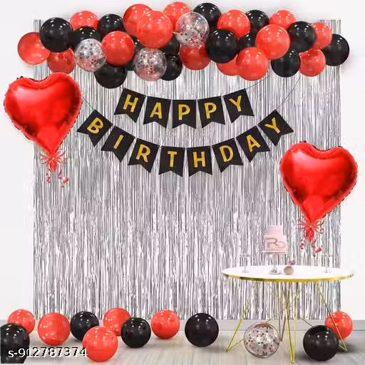 Happy Birthday Decoration Items Set of 30 Pcs Birthday Theme Decorations for Adults | Red and Black Birthday Decoration | Kids Birthday Decoration Items₹119