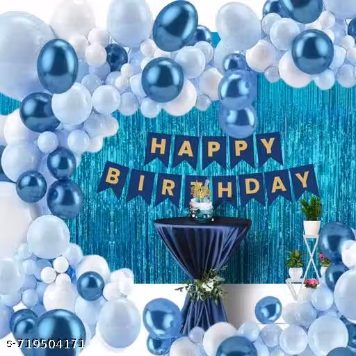 Premium Blue Happy Birthday Decoration Kit | Pack of 34 | High-Quality Party Supplies