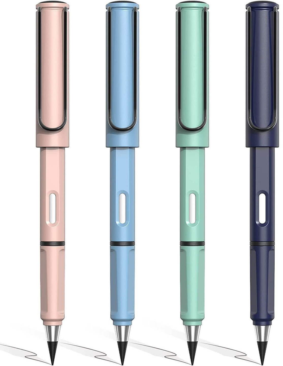 KOMRID NEW Mechanical Pencil (Pack of 4, Ink Color - Everlasting Infinity with Eraser, less, Reusable Pencil RANDOM