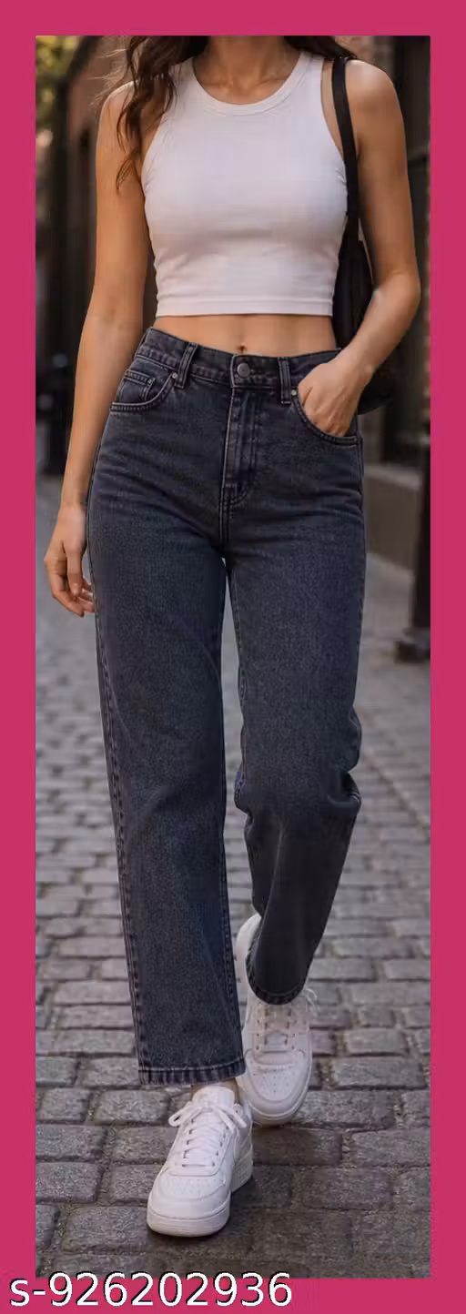 Women grey Straight Fit Denim Jeans jean of women