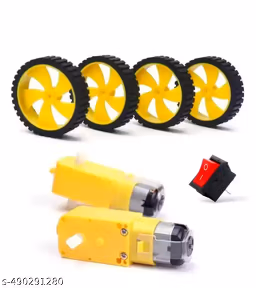 "Robot Car Motor and Wheel Kit (150 RPM Dual Shaft Motors + 4 Wheels + Switch) – DIY Science Project for Kids"