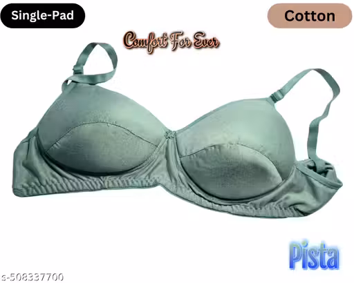 Women's Cotton Blend Lightly-Padded Wirefree Full Coverage T-Shirt Bras (Pista)