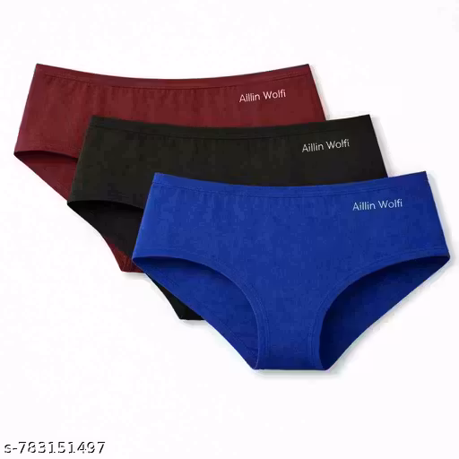 Aillin Wolfi panty pack of 3 pcs only for womens and girls in beautiful colours panty | Hipsters | Printed panty for girls and womens