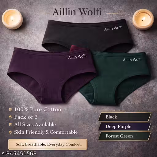 Aillin wolfi panty for women and girls | Hipster panty | pack of 3 | combo pack of panty | panties for everyday use | bikini | Multicolour Panty
