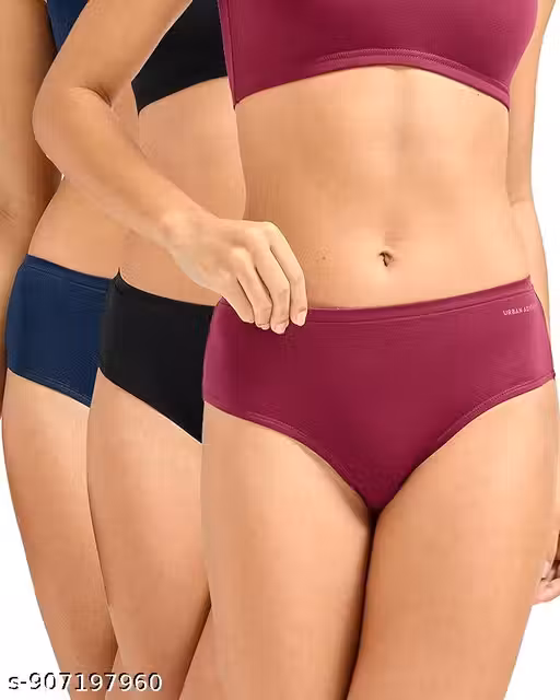 Aillin wolfi Women’s 100% Cotton Panty combo – Pack of 3 | Everyday Panty | Anti‑Bacterial Tech | Keeps you dry and Fresh | Sweat Absorbent | Inner Elastic cotton panty | No‑Marks Waistband | Solid Colors | bikini (multicolors ) panty
