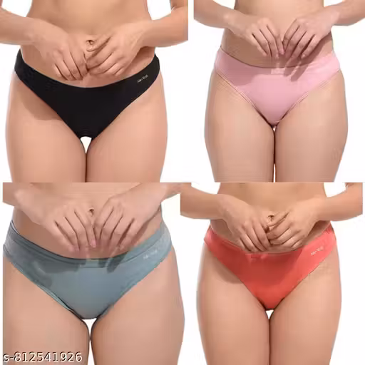 Aillin Wolfi Branded fine 100% cotton panty pack of 4pcs | Hipsters | Briefs for Womens | panty combo set for women for everyday use | Bikini (COLOURS MAY VARY) non returnable product