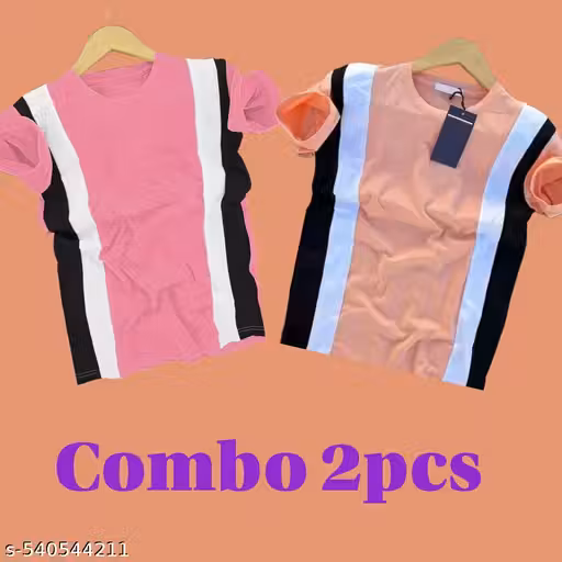 PACK OF 2PCS COMBO HALF SLEEVE NYLON FABRIC COLORBLOCKED T-SHIRT FOR MEN