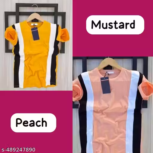 TRENDY COMFORTABLE REGULAR HALF SLEEVE COLORBLOCKED NYLON FABRIC T-SHIRT FOR MEN